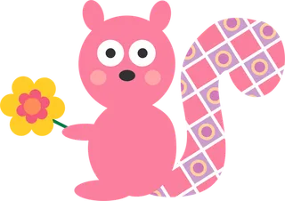 粉色松鼠卡通简笔