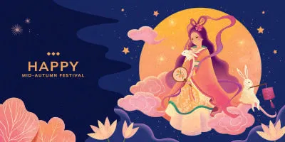 设计中秋仙女节背景风景  eps,ai矢量模版下载