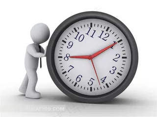 正往前推着时钟的立体小人高清图片