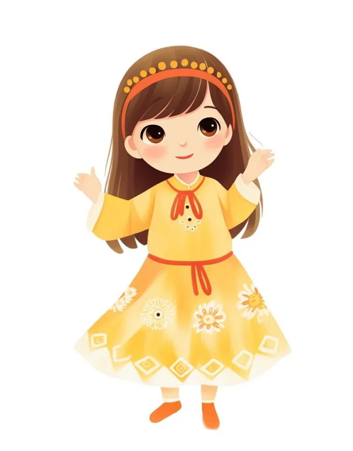 女孩站姿姿势插画元素(976x1248)