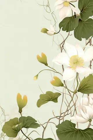 简洁淡雅荷花绿色清新背景