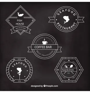 免抠餐饮标签矢量