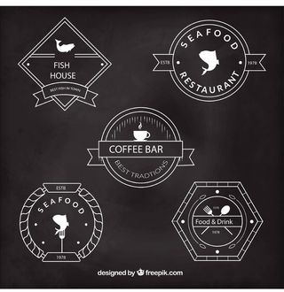 免抠餐饮标签矢量