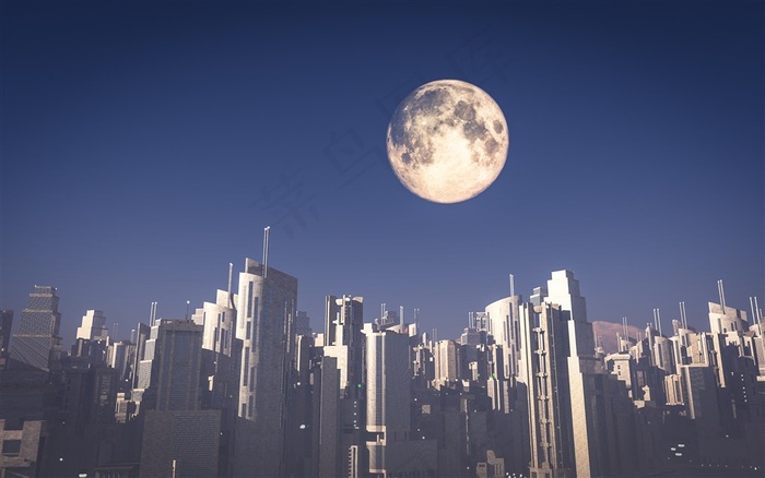 鸟瞰城市建筑景色素材