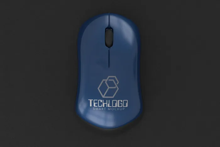 蓝色鼠标logo样机模板psd模版下载