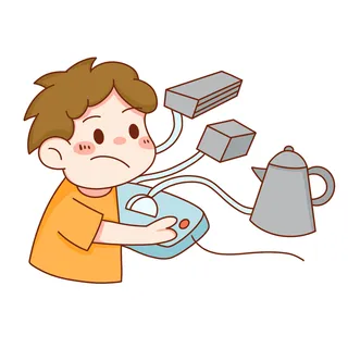 可爱手绘安全用电人物元素 