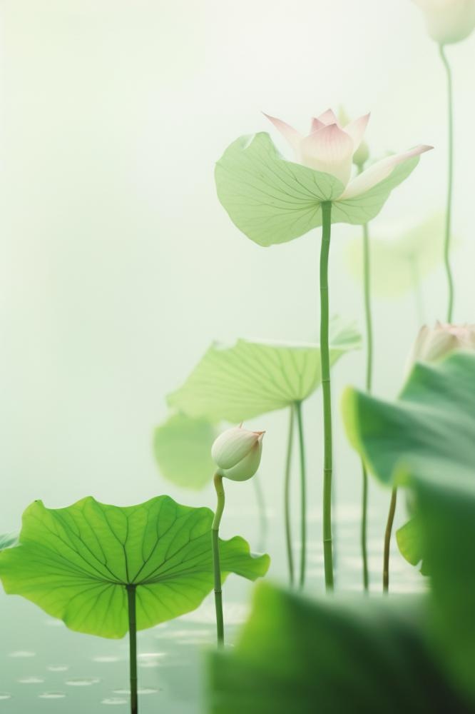 荷叶简约清新淡绿色背景