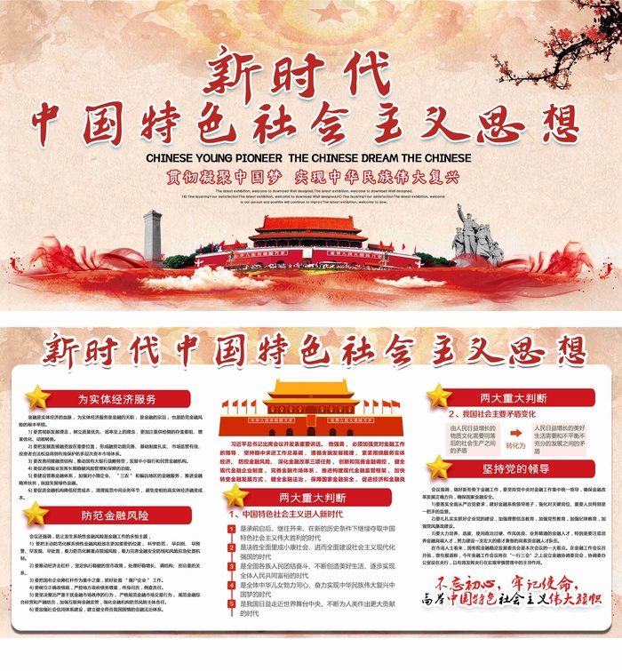 创意新时代中国特色*思想宣传文化墙psd模版下载