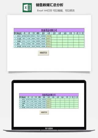 销售数据汇总分析财务行政EXCEL模板