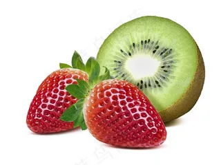 红红的草莓和切开的猕猴桃高清图片水果图片