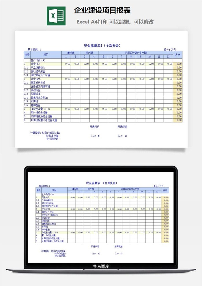 企业建设项目报表excel模板