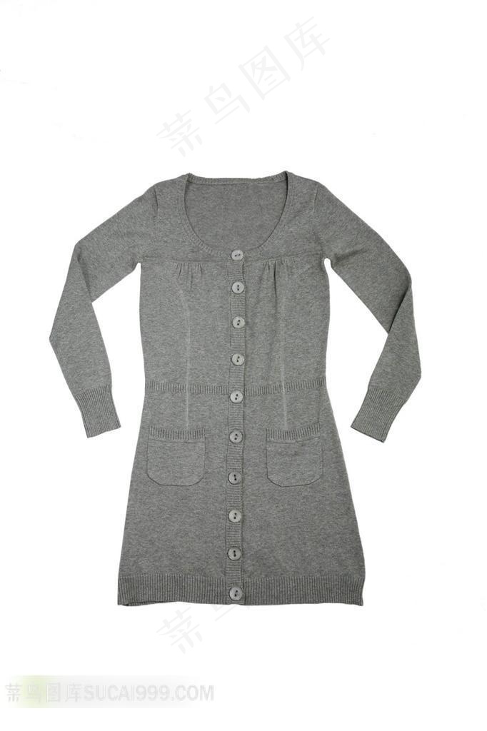 灰色扣子女士冬衣