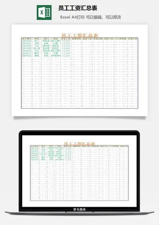 员工工资汇总表excel模板