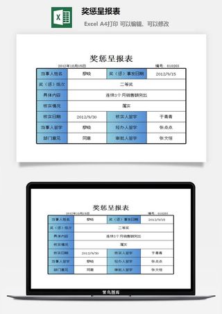 奖惩呈报表excel模板