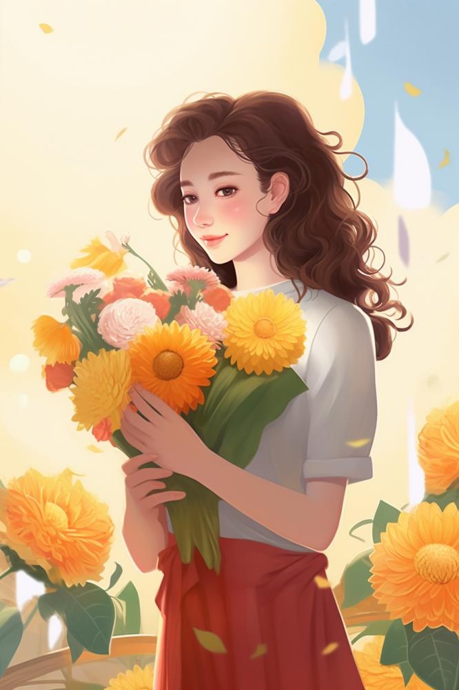 教师花束线条绘画背景(896x1344)