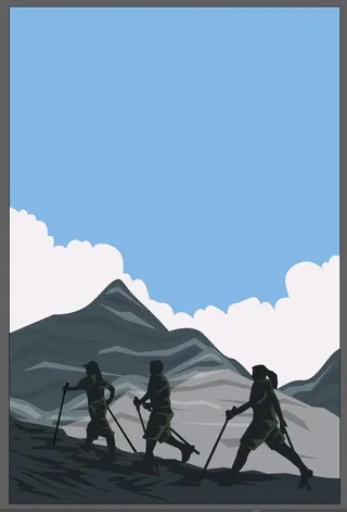 人物登山攀登插画