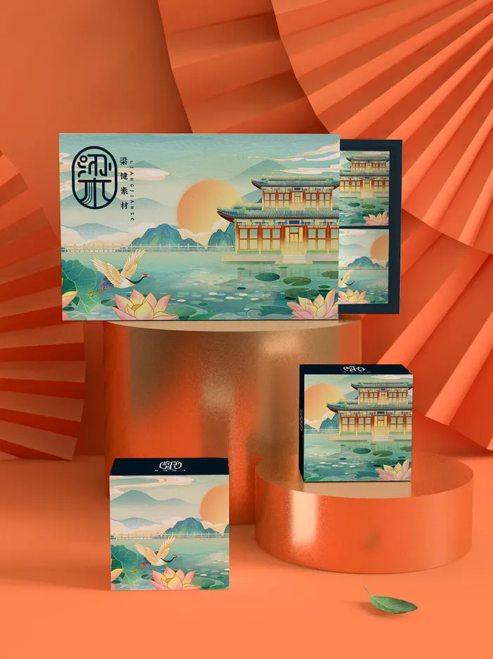 高端文创样机素材产品中国风国潮logo礼盒包装VI智能贴图PSD模板psd模版下载