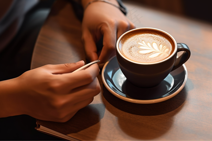 咖啡拉花下午茶摄影图