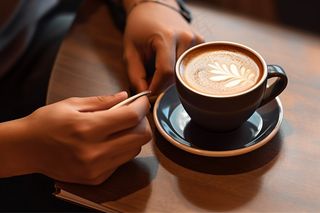 咖啡拉花下午茶摄影图