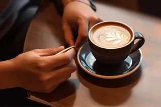 咖啡拉花下午茶摄影图