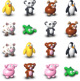 立体小动物图标卡通简笔