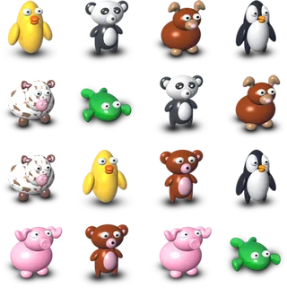 立体小动物图标卡通简笔