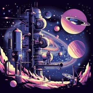 星际火箭发射插画