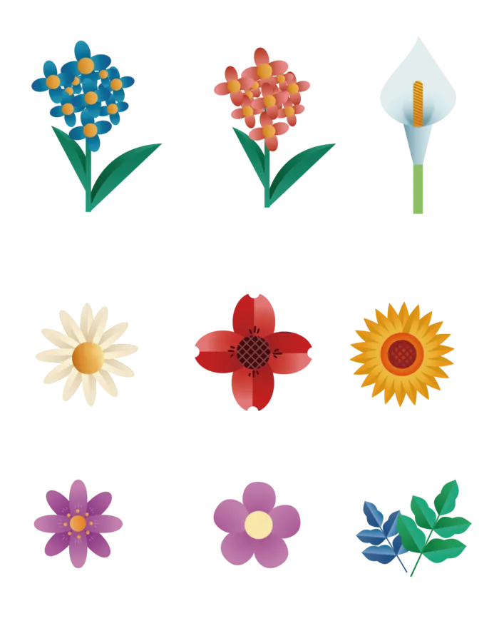 美丽的花朵春季花卉花朵元素插画