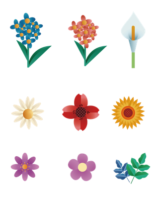 美丽的花朵春季花卉花朵元素插画