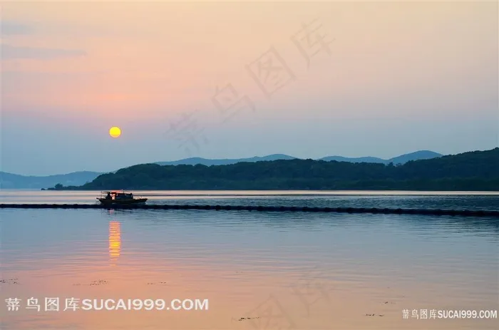 江苏太湖落日景观素材