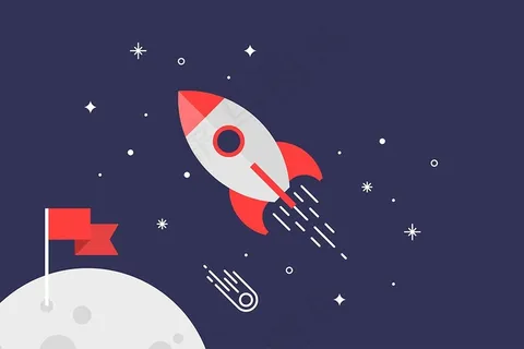 可爱卡通航天火箭宇宙星球太空星空背景