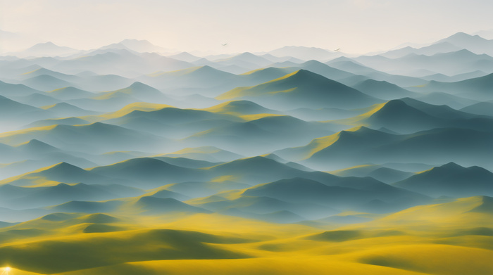 奇幻的连绵山脉风景插画壁纸