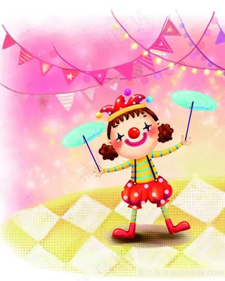 卡通小丑女孩插画