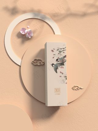 国潮风中式文创纸盒包装智能样机