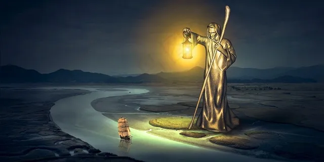 在照亮航路的金人雕塑创意高清图片 在照亮航路的金人雕塑创意高清图片