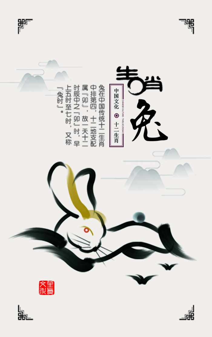十二生肖卯兔psd模版下载