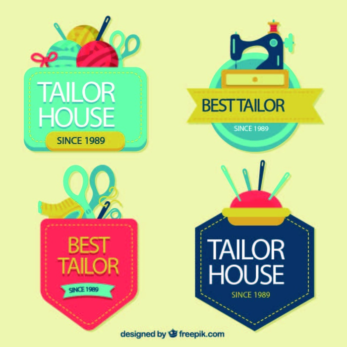 免抠彩色裁缝店标签
