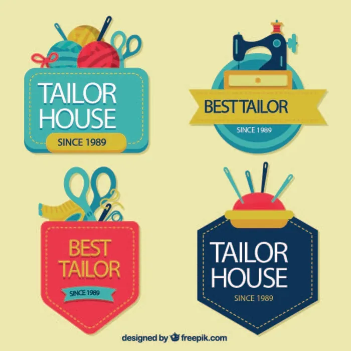 免抠彩色裁缝店标签ai矢量模版下载