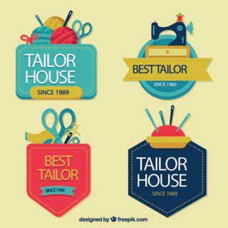 免抠彩色裁缝店标签