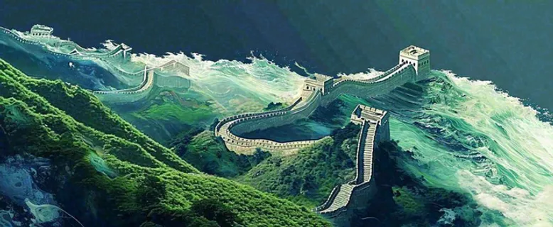中国风长城连绵不断山脉庄严 中国风长城连绵不断山脉庄严