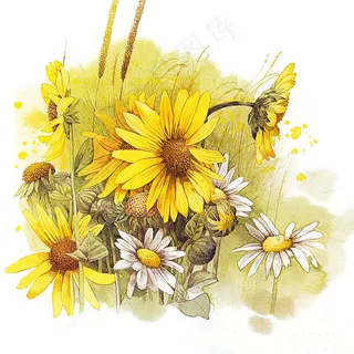 唯美菊花水墨油画 唯美菊花水墨油画
