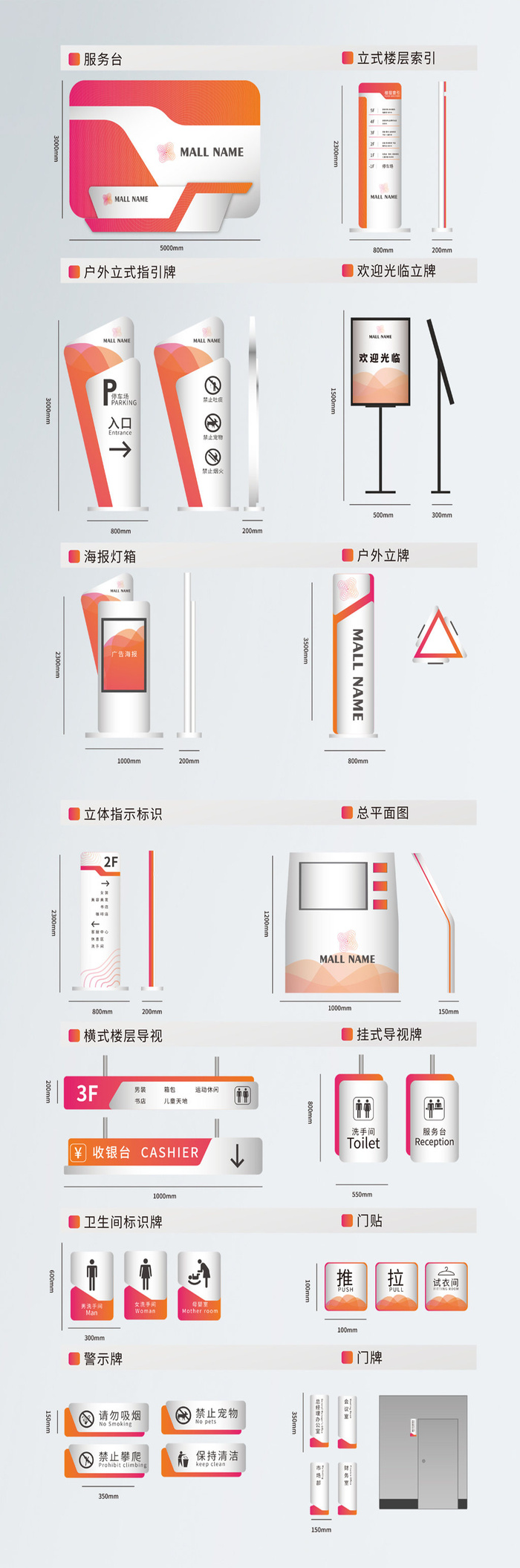 全套企业导视营销导视牌设计eps,ai矢量模版下载