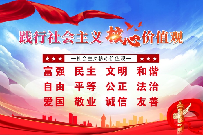 核心价值观党建展板cdr矢量模版下载