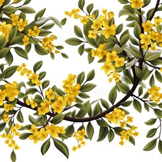 桂花黄花树枝免抠