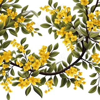 桂花黄花树枝免抠