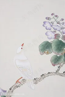 中式花鸟复古装饰画插画