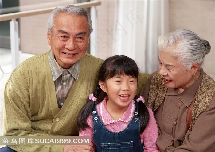 外公外婆小外孙女素材