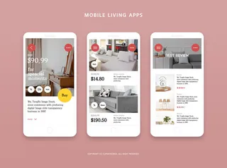 UI多页面包装展示手机APP交互界面样机长图概念PSD设计模板
