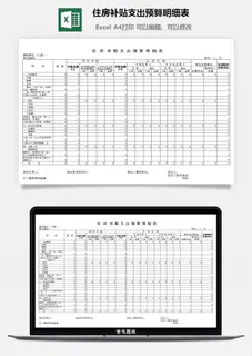 住房补贴支出预算明细表excel模板