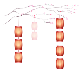 卡通手绘灯笼中秋节元宵节花灯新年海报元素PNG免扣PS素材